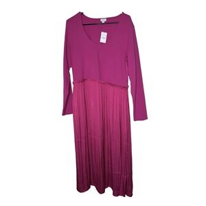 J.Crew Maxi Dress‎ Womans XXL Pink Pleated Cotton Blend Stretch NWT$138